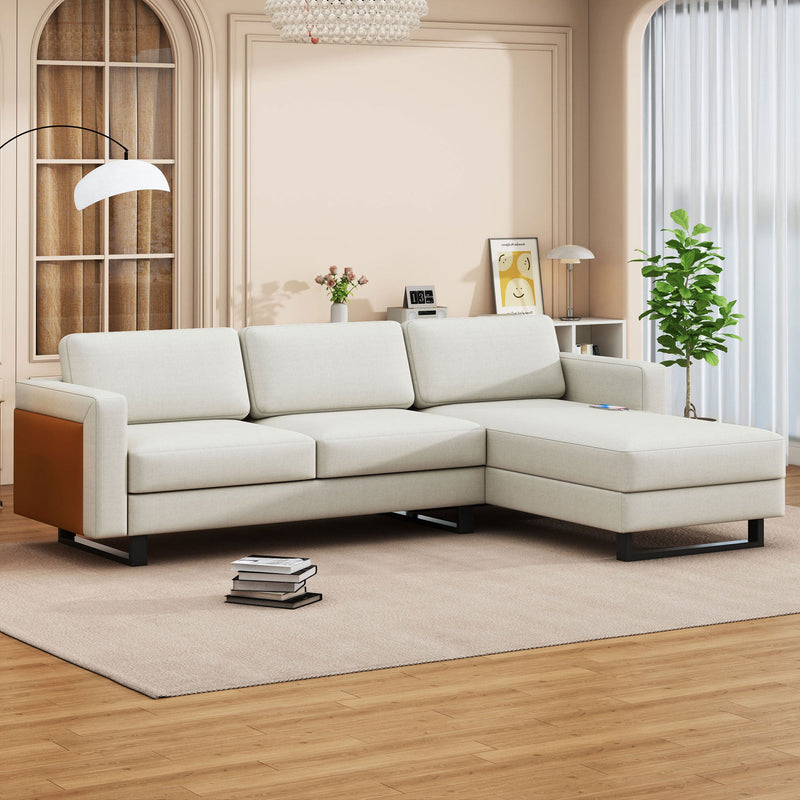 Walker Edison | Linen Sectional Sofa with Chaise