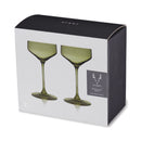 Reserve Nouveau Crystal Coupe Glasses in Sage Set of 2 by Viski