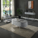 Yukino - End Table - Gray High Gloss & Chrome