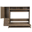 Full Size Murphy Bed With Wardrobe, Drawers, And Open Shelves - Wood by HouseOfZazla
