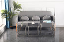 3 Pieces Silver Square Nesting Glass End Tables- Small Coffee Table Set- Stainless Steel End Tables with Dark Gray Tempered Glass- 18" Modern Minimalist Small Coffee Tables for Living Room