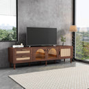 TV Stand With 3 Cabinets & 2 Drawers, LED Light Media Console For TVs Up To 80" - Dark Brown by HouseOfZazla