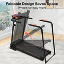 Home Fitness Treadmill With Extended Handrails, Portable Foldable Design - Black / Orange by HouseOfZazla