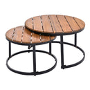 6-Piece Outdoor Sectional Sofa Set with Round Nesting Coffee Tables and Seating Sofa with Cushions for Patio, Porch and Garden (Beige)