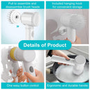 Cordless Cleaning Brush Handheld Electric Spin Scrubber with 5 Replaceable Brush Heads Rechargeable Shower Scrubber for Kitchen Dish Bathtub Sink Tile