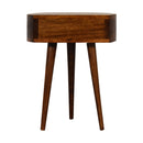 Solid Wood Chestnut Semi Circle Nightstand, 1-Drawer, Nordic Legs
