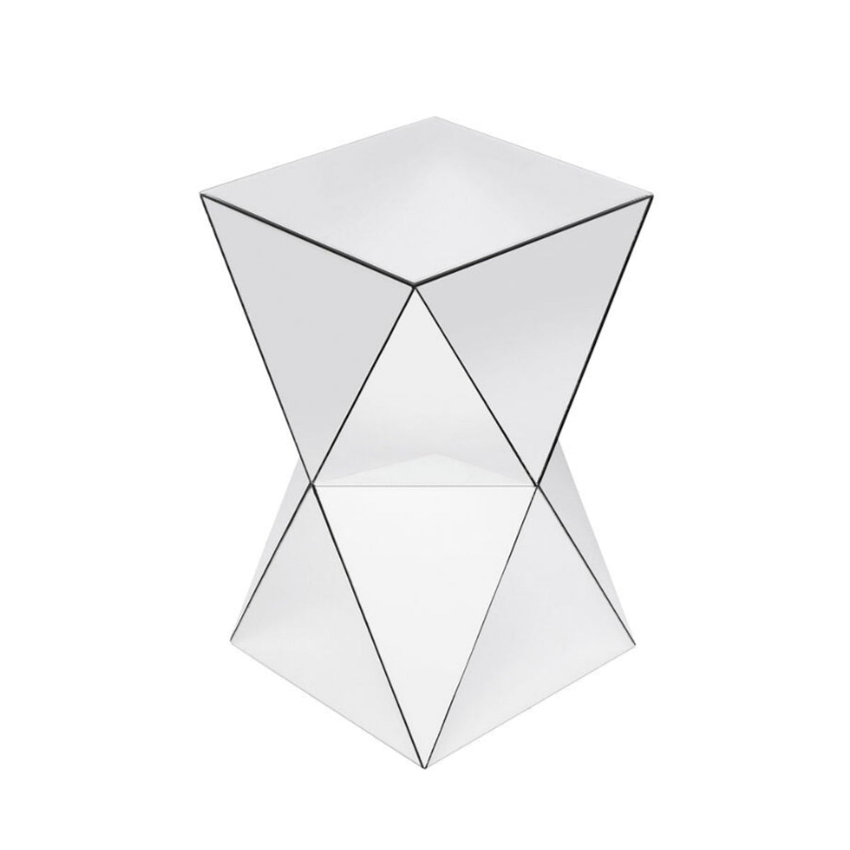 Silver Mirrored Geometric Side Table, photo 6 of 8