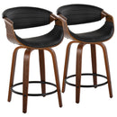 Symphony - Mid Century Modern Fixed Height Counter Stool With Swivel With Round Footrest (Set of 2) by HouseOfZazla