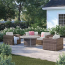 Patio Seating Group For 4 With Cushions And Fire Pit Table - Brown by HouseOfZazla