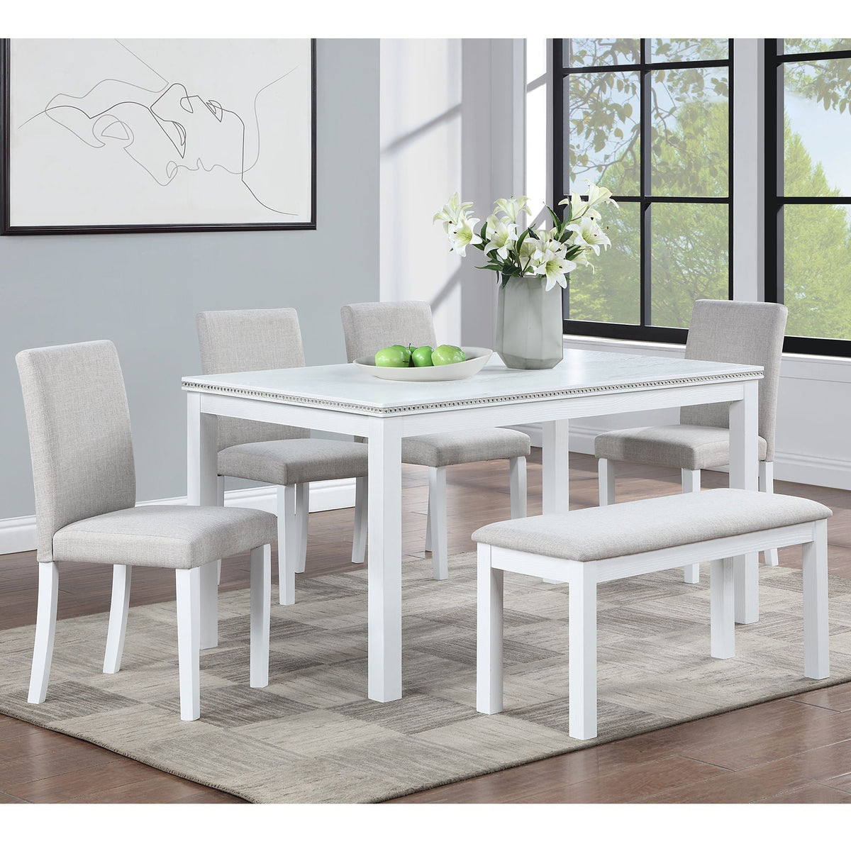 Dining Table Set With Crystal Decoration And Upholstered Chairs, photo 23 of 24
