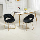 Accent Chairs Set of 2, Velvet Side Chairs with Gold Legs, Mid-Century Upholstered Dining Chairs for Living Room, Kitchen, Bedroom, Beauty Room