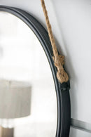Handsome Cleveland Mirror With Rope Strap Contemporary Design Circle Mirror With Round Metal Frame For Wall Decor by Unique Piece Furniture