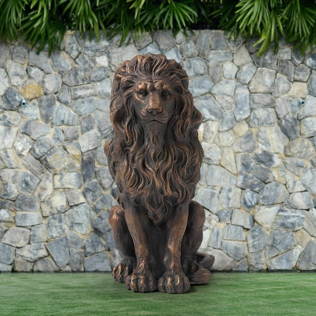 20.5" Lion Statue - Resin Outdoor Guardian Sculpture, photo 9 of 10