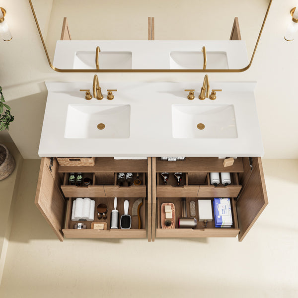 Fully Assembled 60'' Light Coffee Single Sink Bathroom Vanity, photo 2 of 10