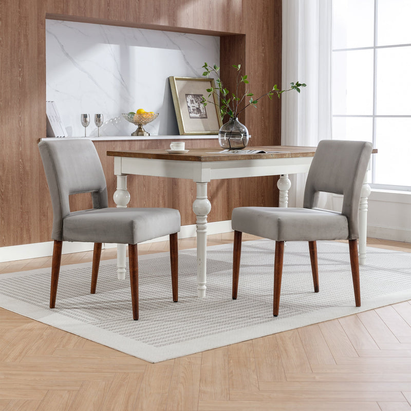Accent Chairs Set of 2, Velvet Chairs with Solid Woood, Upholstered Dining Chairs for Living Room, Kitchen, Bedroom, Beauty Room,Dining room- Grey
