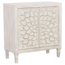 2 Door Accent Cabinet With Floral Carving Storage Furniture - White by HouseOfZazla