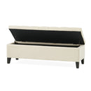 Button Tufted Diamond Stitch Storage Ottoman - Beige by HouseOfZazla
