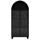 Modern Arched Storage Cabinet with Glass Doors, Open Display Shelves – Farmhouse Style Kitchen Pantry, Dining Room Accent Cabinet, Freestanding Bookcase for Living Room & Office