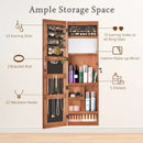 Jewelry Armoire Organizer With Full Length Mirror, Wall Mounted Lockable Cabinet With LED Light by Unique Piece Furniture