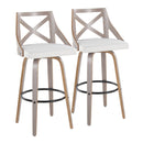 Charlotte - Farmhouse Fixed Height Barstool With Swivel & Round Footrest (Set of 2) - Light Gray / Cream by HouseOfZazla
