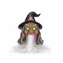 Halloween Witch Head Decor with LED Light and Mist Effect