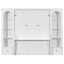 French Style Murphy Platform Bed With Shelf, Side Cabinets, Drawers And LED