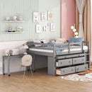 Loft Bed With Retractable Writing Desk And 4 Drawers, With Lateral Portable Desk And Shelves by HouseOfZazla