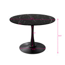 42.12" Modern Round Dining Table with Printed Black Marble Table Top, Metal Base Dining Table, End Table Leisure Coffee Table