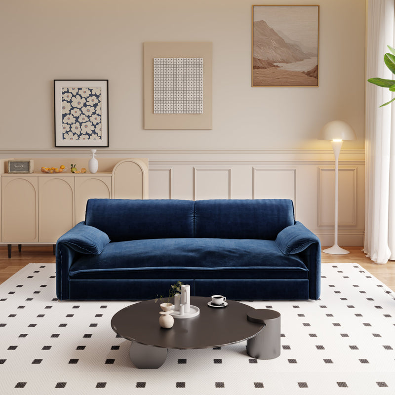 66' Queen Pull Out Sofa Bed, 3-in-1 Convertible Sleeper Sofa with Side Storage,Multi-Functional Velvet Loveseat Bed for Living Room,Bedroom,Apartment,Office