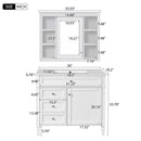 Bathroom Vanity With Mirror Cabinet, Single Sink With 2 Soft Closing Doors And 4 Drawers by HouseOfZazla