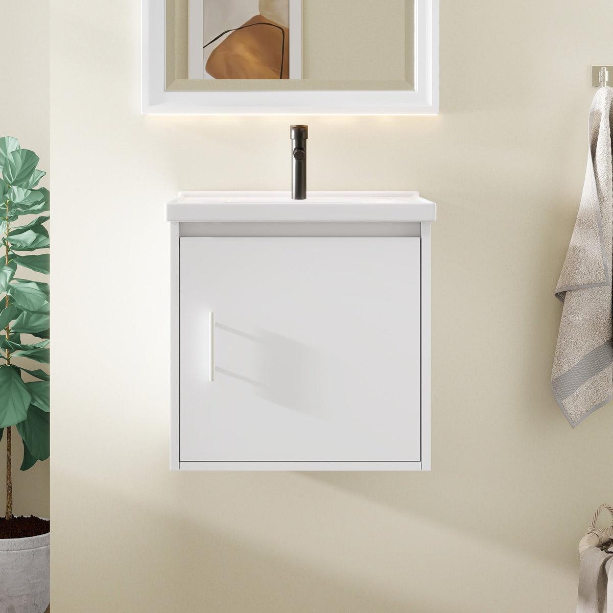 20" Floating Bathroom Vanity, Wall Mounted Plywood Cabinet, photo 9 of 10