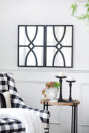 Rectangular Wooden Wall Mirror With Antique Frame, Vertical Or Horizontal Home Decor For Living Room (Set of 2)