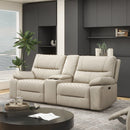 Malibu - Modern Power Motion 3 Piece Reclining Loveseat Sofa With Cup Holders - Cream Taupe Beige by HouseOfZazla