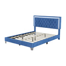 3-Pieces Bedroom Sets,Queen Size Upholstered Platform Bed with LED Lights and Two Nightstands-Blue