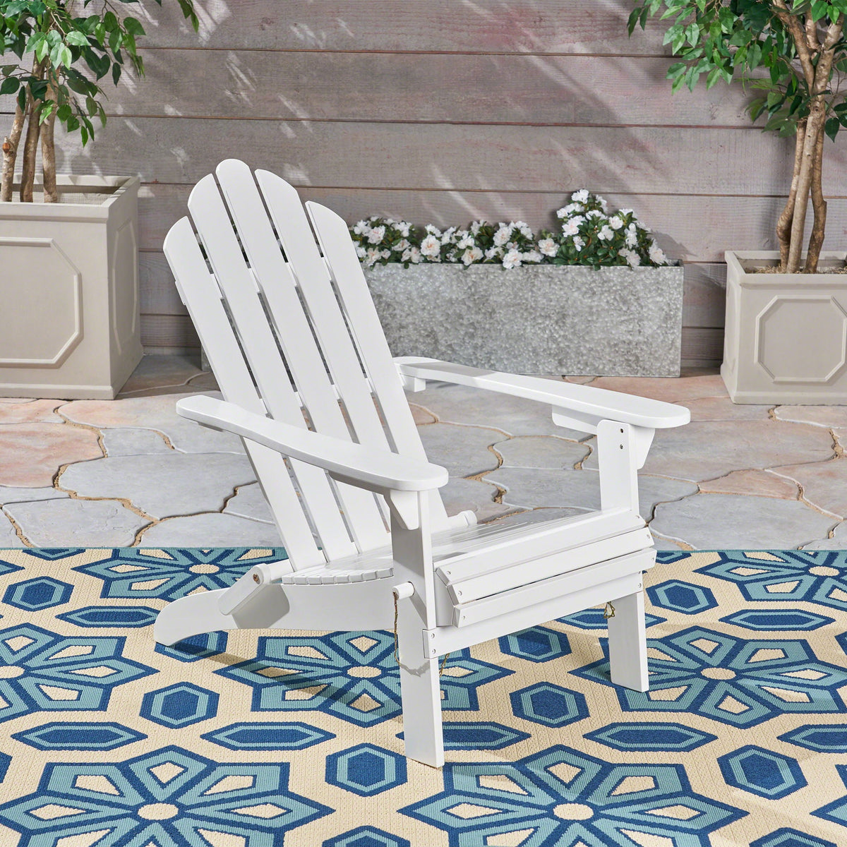 Aurascape Outdoor Acacia Wood Foldable Adirondack Chair, photo 12 of 18