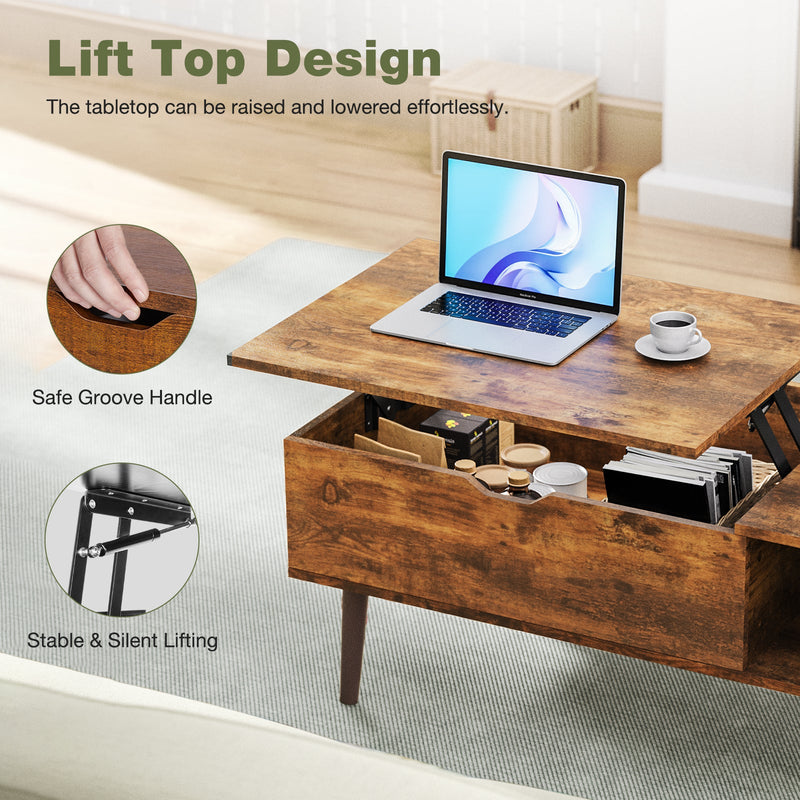 Walker Edison | Wood Lift Top Coffee Table & Desk with Storage