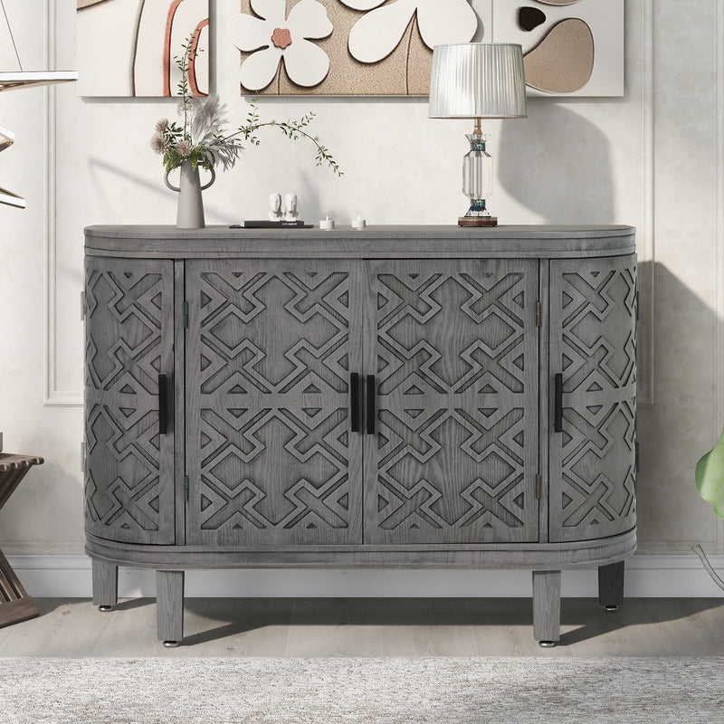 Accent Storage Cabinet Sideboard Wooden Cabinet with Antique Pattern Doors for Hallway, Entryway, Living Room, Bedroom