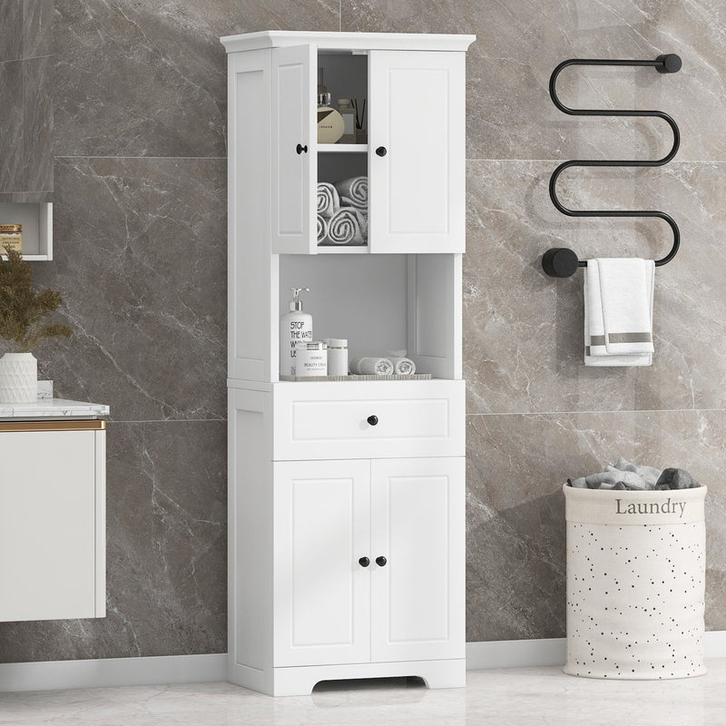 Walker Edison | White Tall Bathroom Storage Cabinet