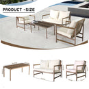 4 Pieces Patio Furniture Set, PE Rattan Wicker With Washable Cushion And Tempered Glass Tabletop, Conversation Furniture For Garden Poolside Balcony by HouseOfZazla