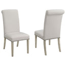 Upholstered Dining Chair With Rolled Edge Seat Back (Set of 2) - Beige by HouseOfZazla