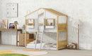 House Bunk Bed With Roof, Window, Window Box, Door, With Safety Guardrails And Ladder by Unique Piece Furniture