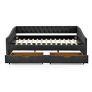 Upholstered Tufted Daybed With 2 Drawers, Waved Arms by HouseOfZazla