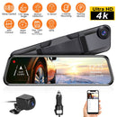 4K Car DVR 12in Dash Cam Camcorder Camera Recorder with 170¡ Angle Loop Recording Motion Detection Night Vision Voice Control APP Control G-sensor