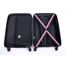 3 Piece Luggage Sets ABS Lightweight Suitcase with Two Hooks, Spinner Wheels, TSA Lock, (20/24/28), Pink