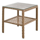 Adjustable Outdoor Wicker Double Rocking Chair with Coffee Table, Suitable for Backyard, Garden, Poolside.