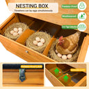 Double-House Wooden Chicken Coop for 6-8 Chickens