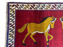 4 X 7 Handmade Hand-Knotted Quality Wool Rug Horses Zagros Red Mustard Gold New