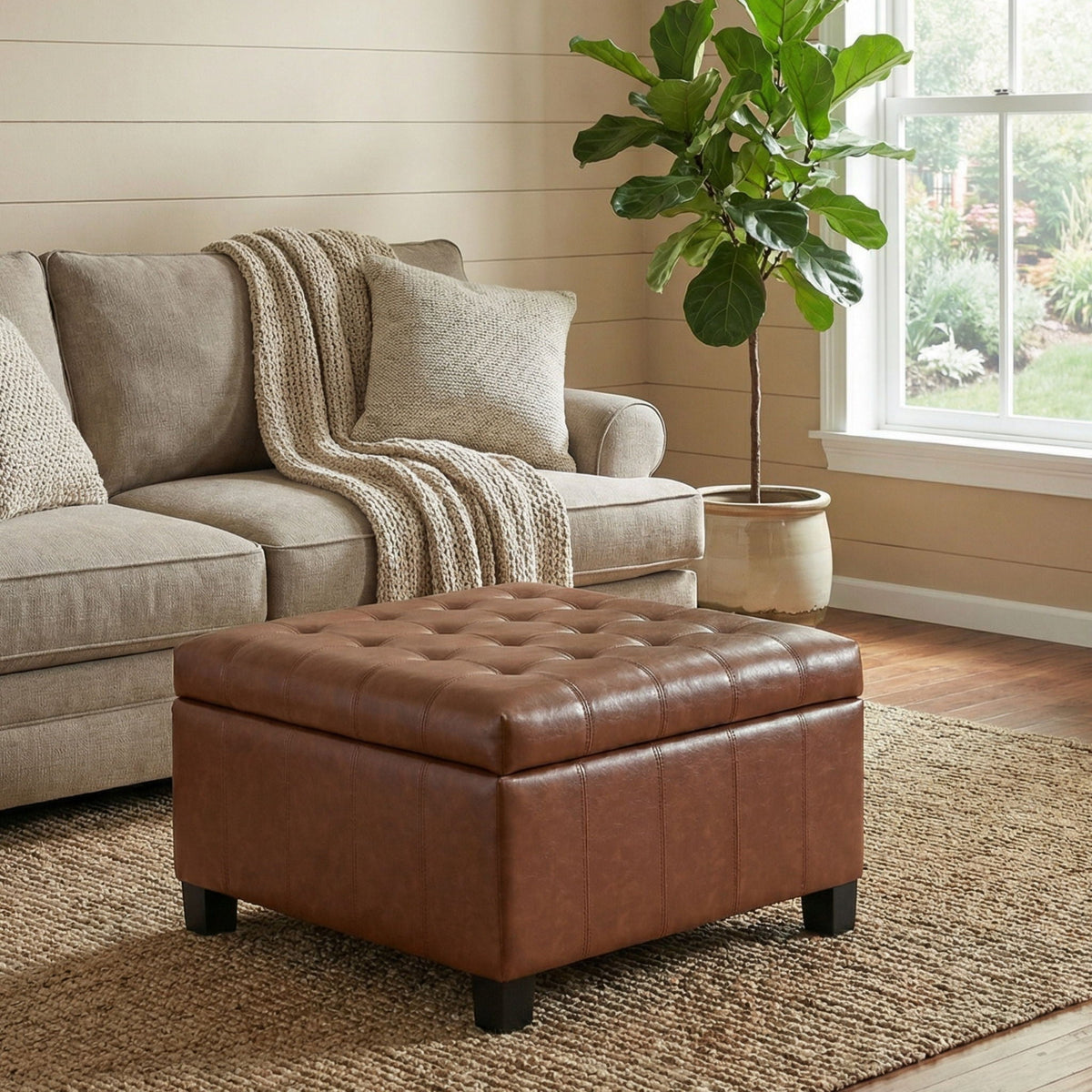 Square Tufted Indoor Ottoman With Lift-Top Storage, photo 6 of 6