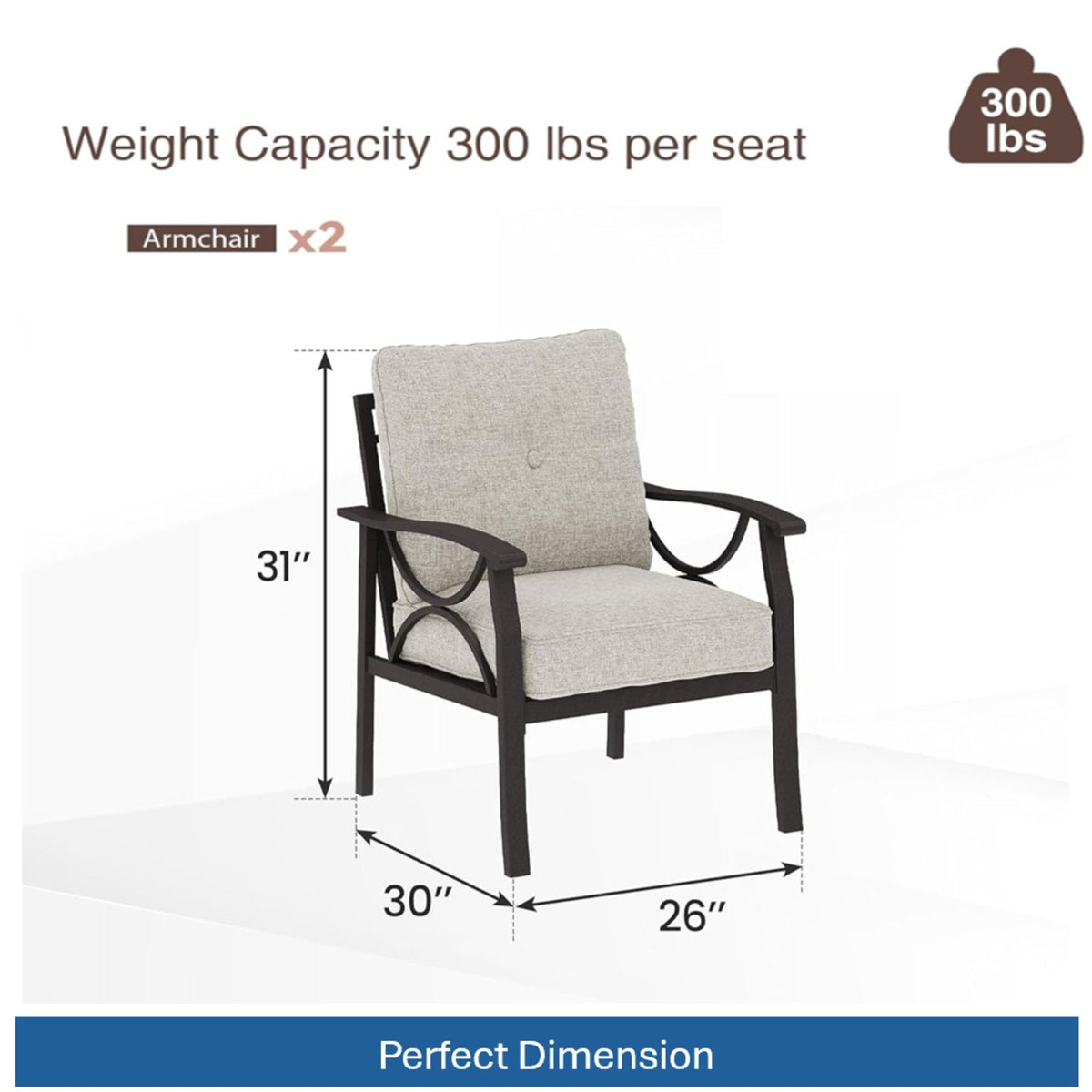 All-Weather Armchairs With Cushions, Modern Sculptural Design (Set of 2), photo 18 of 22