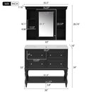 Bathroom Vanity With Medicine Cabinet, Storage Cabinet With 4 Drawers, Adjustable Shelf Mirror by Unique Piece Furniture